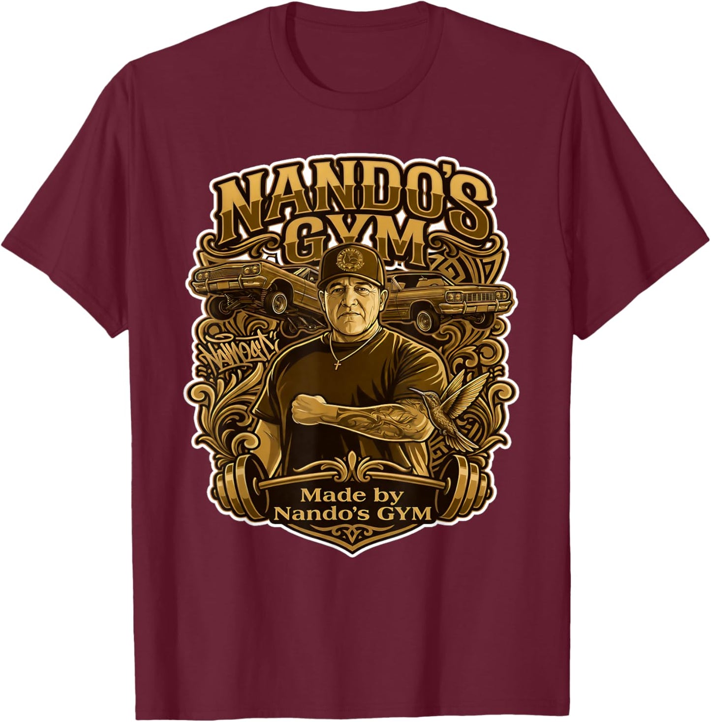 Los Angeles NANDO'S Gym - NG019 T-Shirt - T-Shirt | Maroon