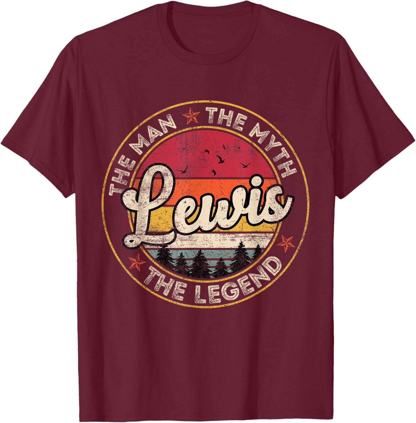 Lewis The Man The Myth The Legend Personalized Name T-Shirt - T-Shirt | Maroon