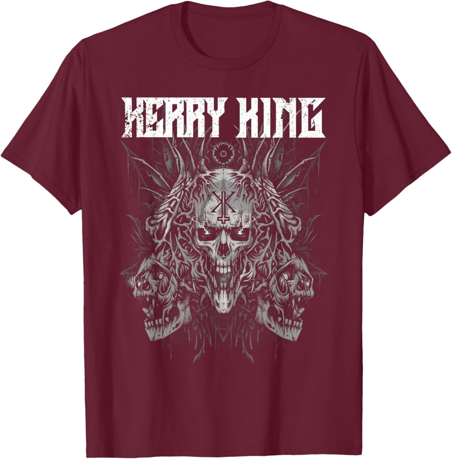Kerry King – Multi Skull Grey T-Shirt - T-Shirt | Maroon
