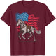 Cartba Horse Co. Horse Lover Equestrian American Flag Vintage Graphic T-Shirt - T-Shirt | Maroon