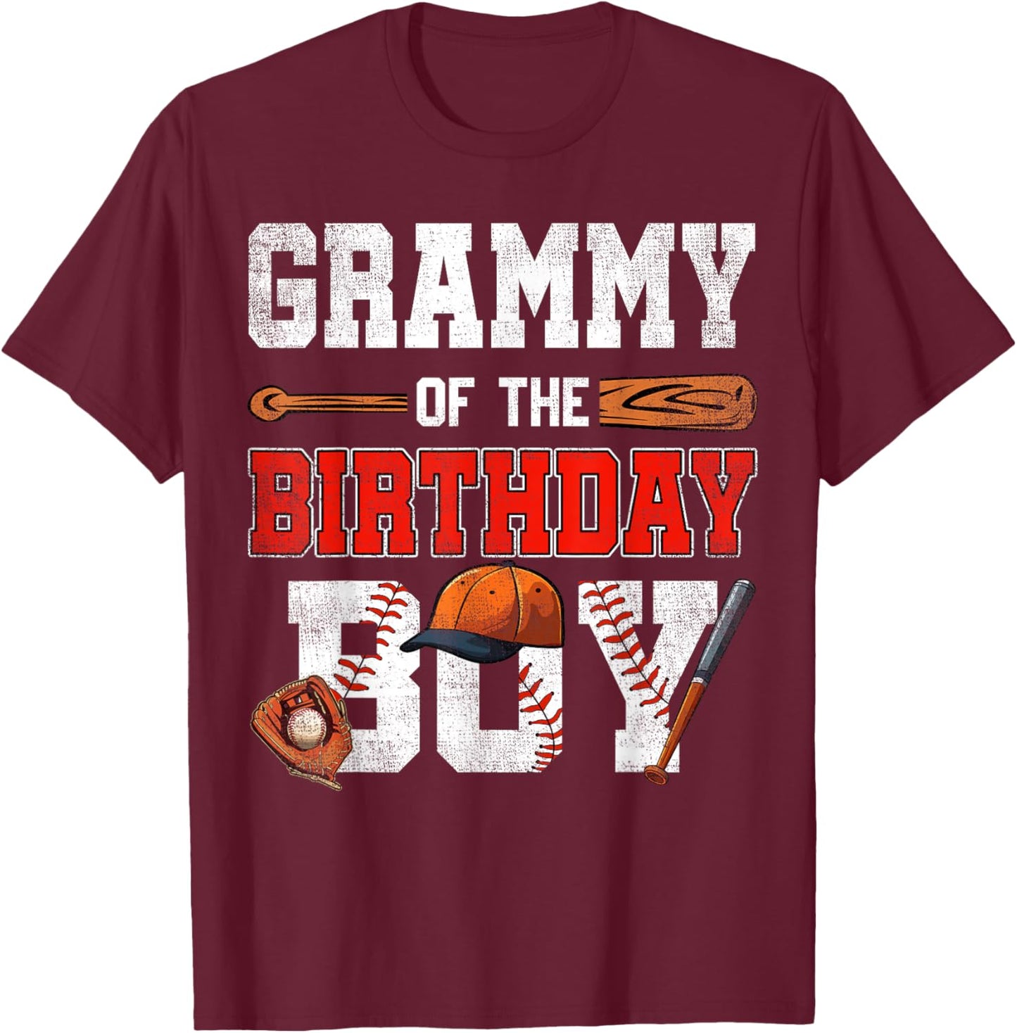 Grammy Of The Birthday Boy Baseball Bday Family T-Shirt - T-Shirt | Maroon