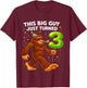 Kids Bigfoot Three 3rd Birthday Sasquatch 3 Year Old Birthday Boy T-Shirt - T-Shirt | Maroon
