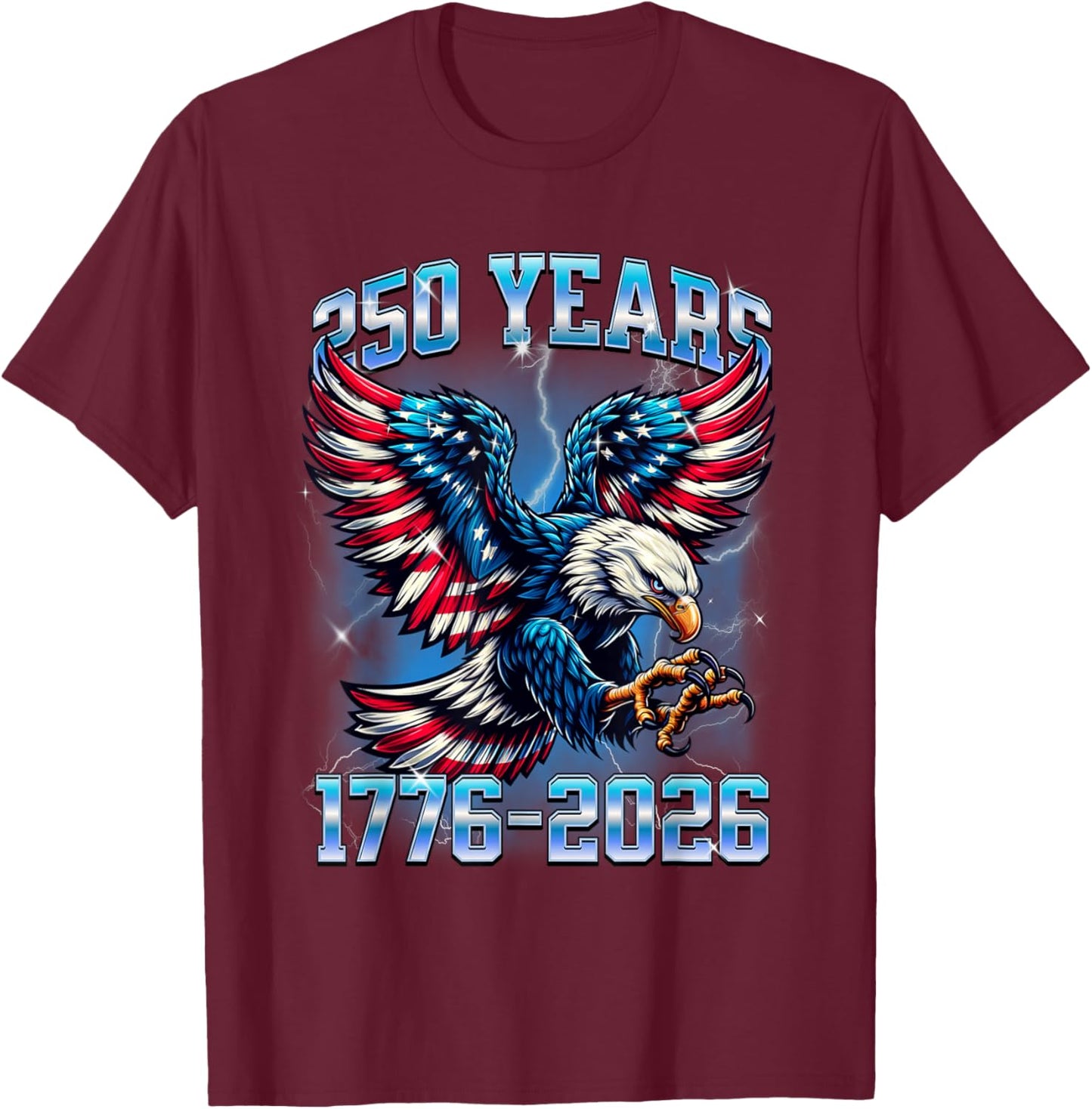 Flag Vintage 250 Years American 1776 2026 250th USA Birthday T-Shirt - T-Shirt | Maroon