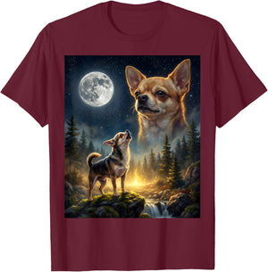 Chihuahua Howling to The Moon Funny Dog Meme T-Shirt - T-Shirt | Maroon
