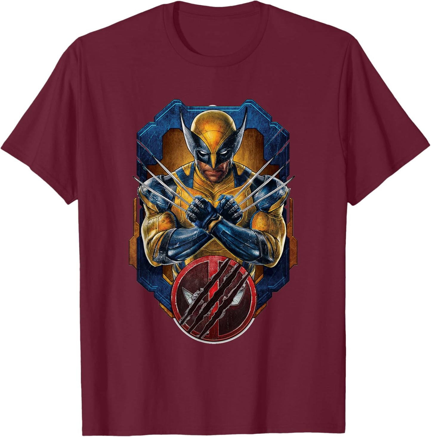 Marvel Studios Deadpool & Wolverine X-Pose and Slashed Logo T-Shirt - T-Shirt | Maroon