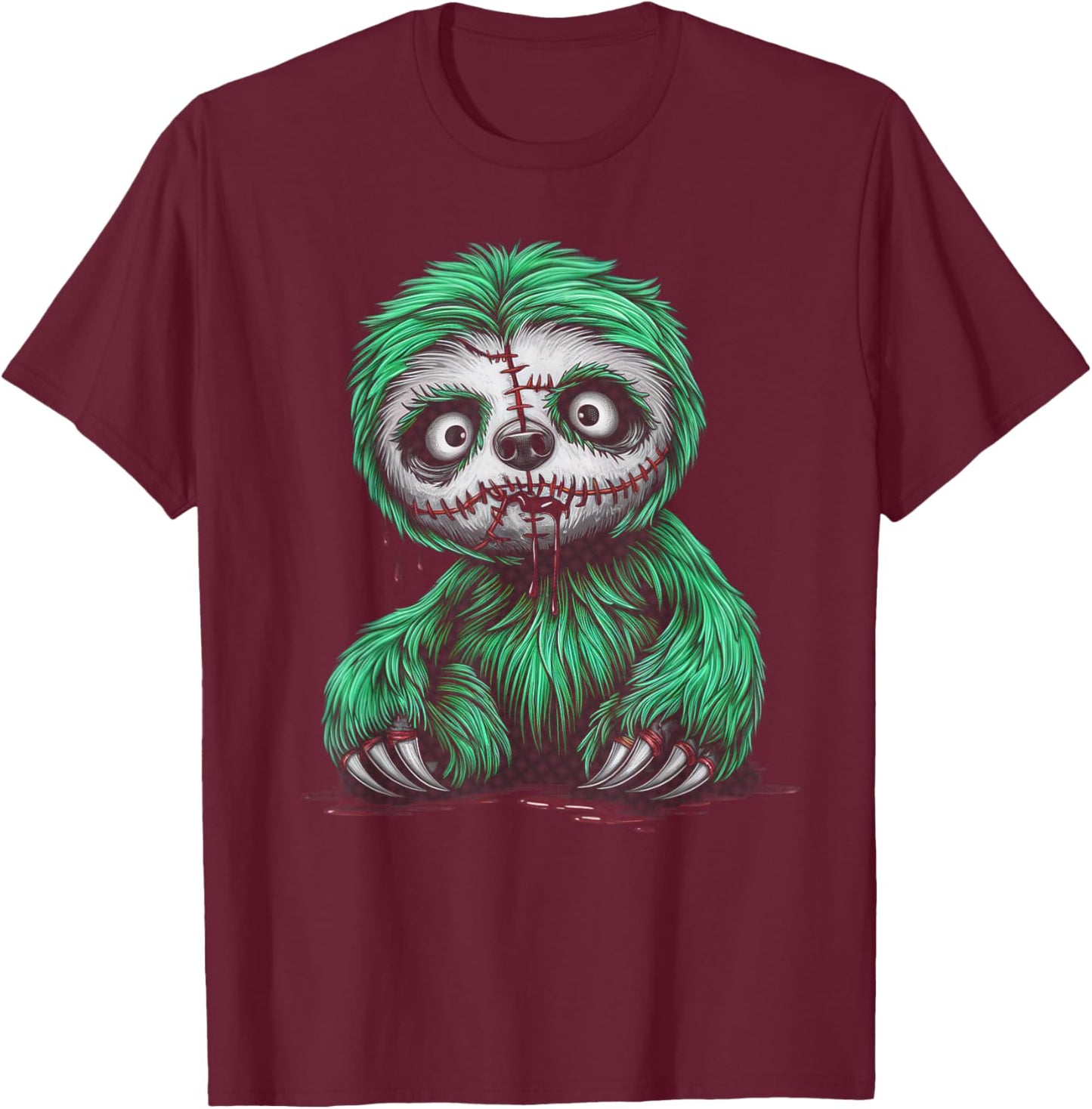 Zombie Sloth Halloween Funny T-Shirt - T-Shirt | Maroon