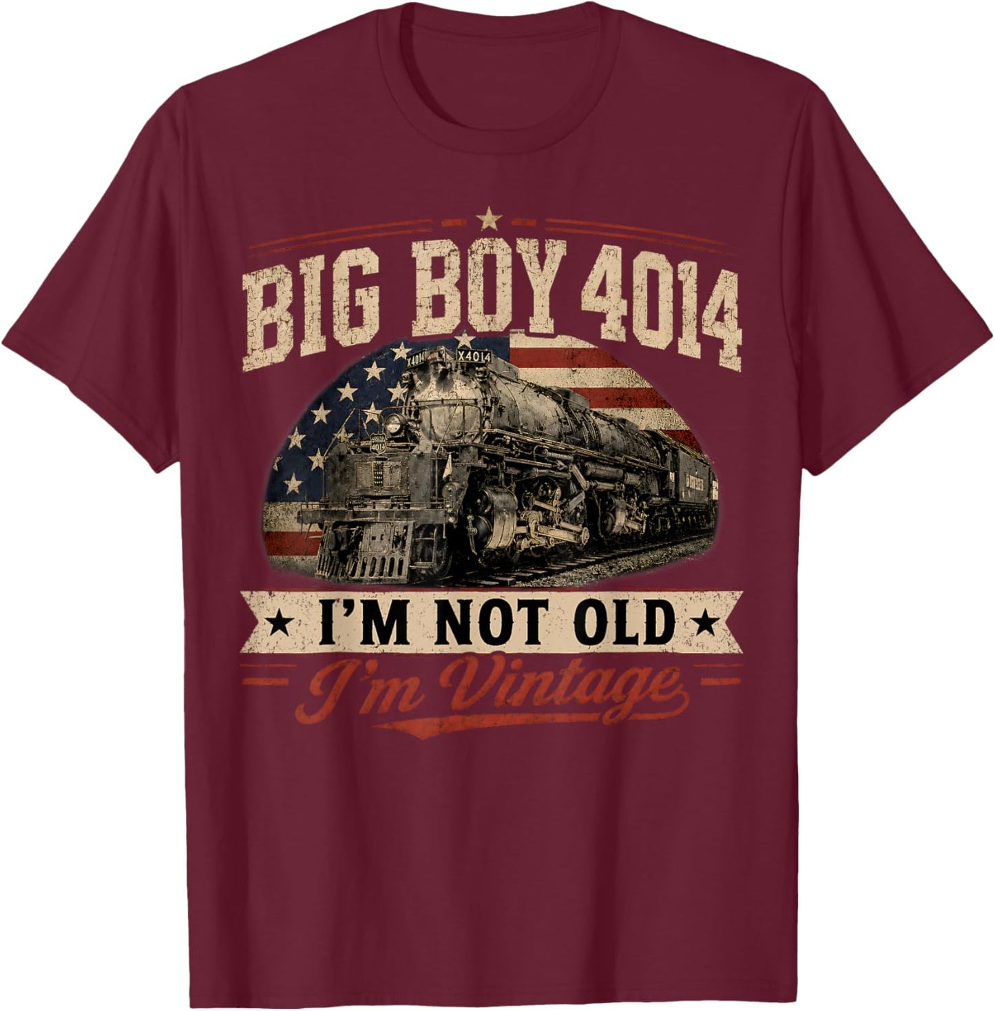 Big Boy 4014 Vintage Steam Locomotive Railroad Train Engine T-Shirt - T-Shirt | Maroon