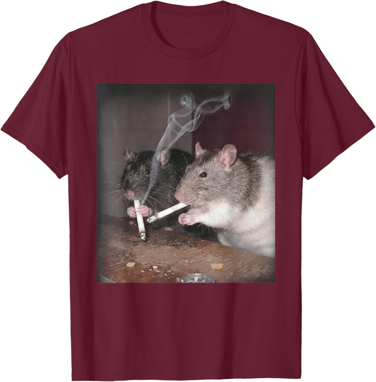 Rat Smoking Cigarette Funny Urban Grunge Rats Lover Design T-Shirt - T-Shirt | Maroon