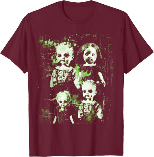 Horror Doll Creepy Cute Haunted Toy Pastel Goth Alt Scary T-Shirt - T-Shirt | Maroon