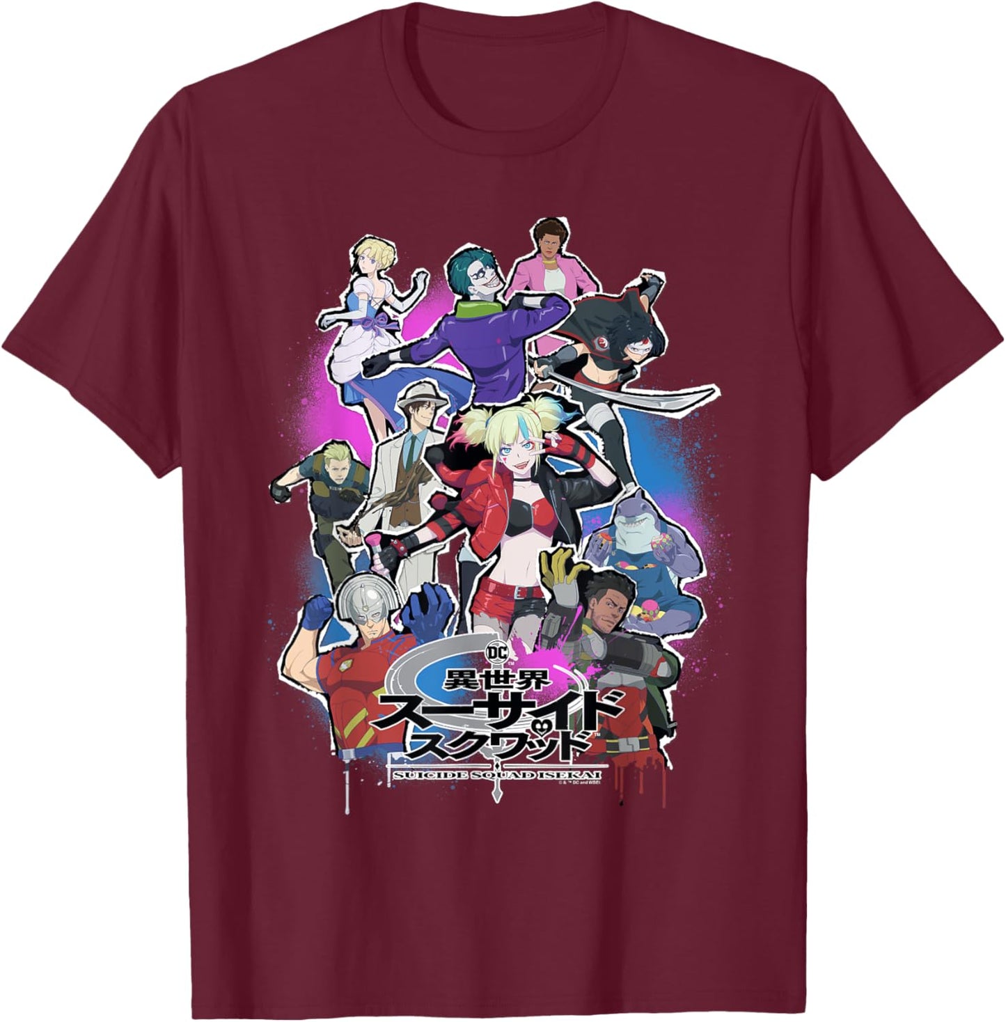Suicide Squad Isekai Poster T-Shirt - T-Shirt | Maroon