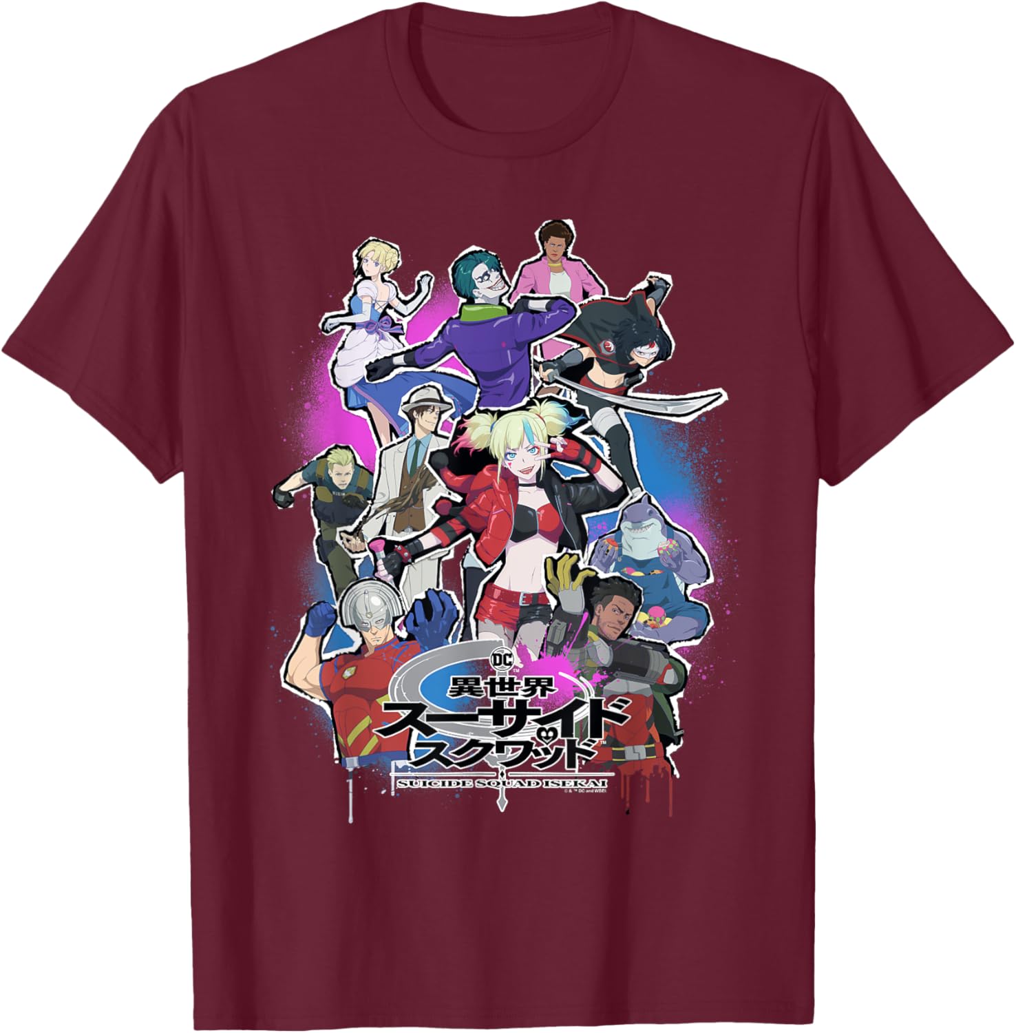 Suicide Squad Isekai Poster T-Shirt - T-Shirt | Maroon