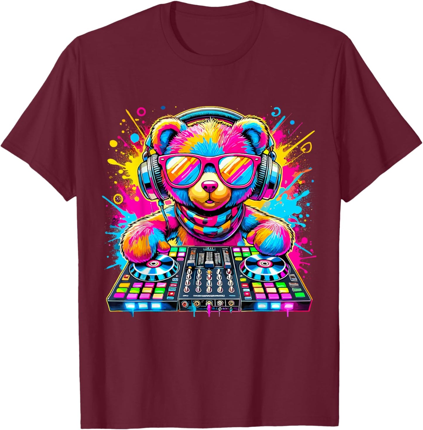 DJ Teddy Bear Disco Hip Hop T-Shirt - T-Shirt | Maroon