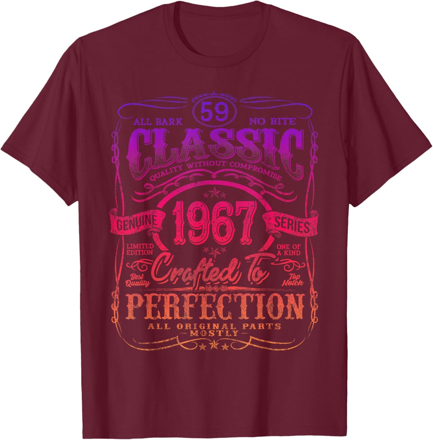 Vintage 1967 Limited Edition Shirt 59 Year Old 59th Birthday T-Shirt - T-Shirt | Maroon