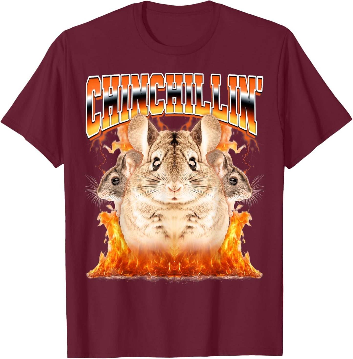Chinchillin' Chinchilla Pet Chinchilla Lover 90s Bootleg T-Shirt - T-Shirt | Maroon