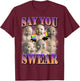 Say You Swear Ai Niche Baby Holding Back Laugh Genz Meme T-Shirt - T-Shirt | Maroon