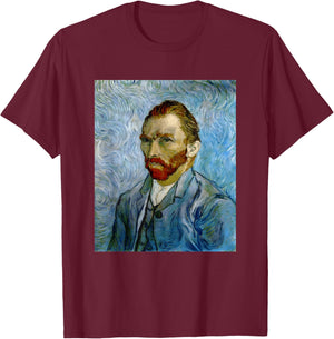 Self-Portrait by Vincent Van Gogh (1889) T-Shirt - T-Shirt | Maroon