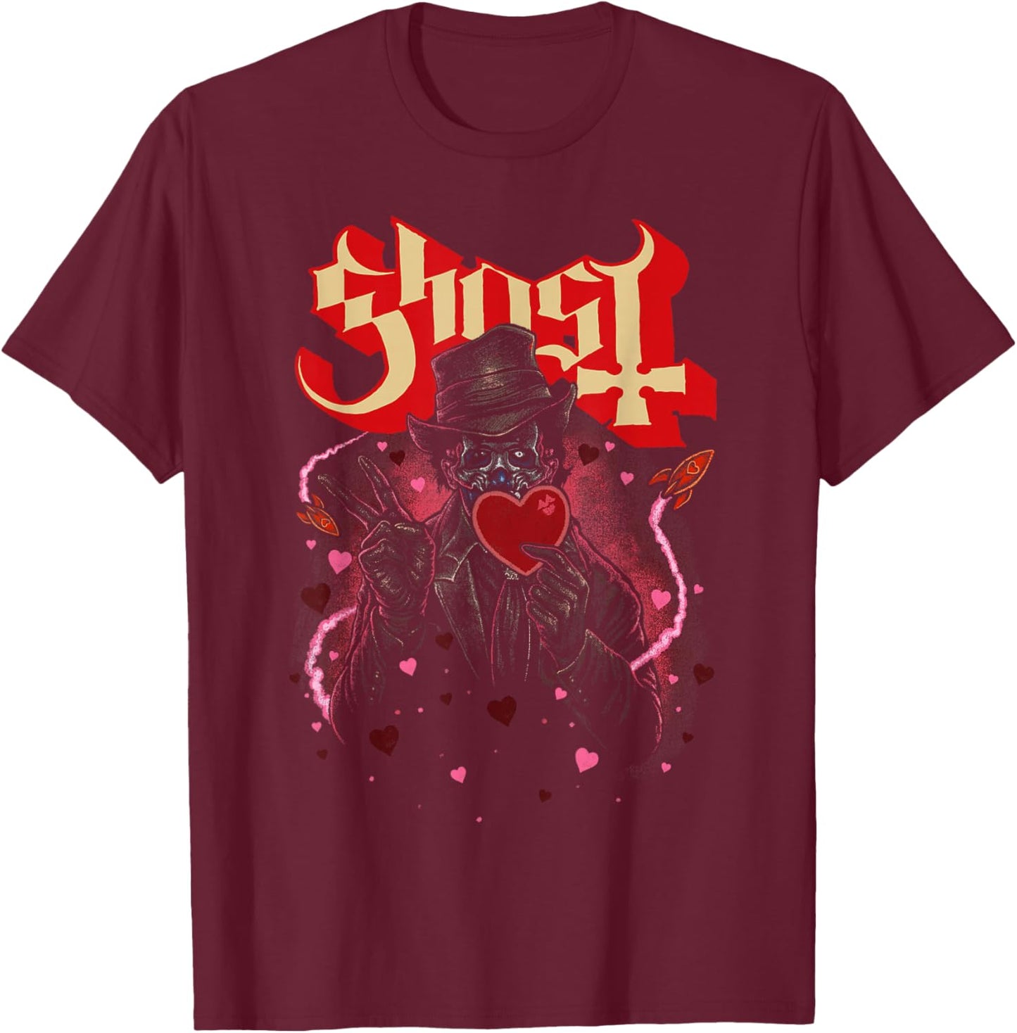 Ghost Valentine's with Rockets T-Shirt - T-Shirt | Maroon