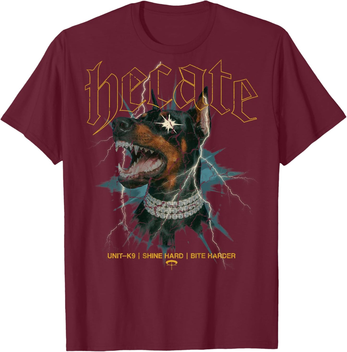 Doberman Dog Vintage Streetwear Urban Hip Hop Y2K (ON Back) T-Shirt - T-Shirt | Maroon