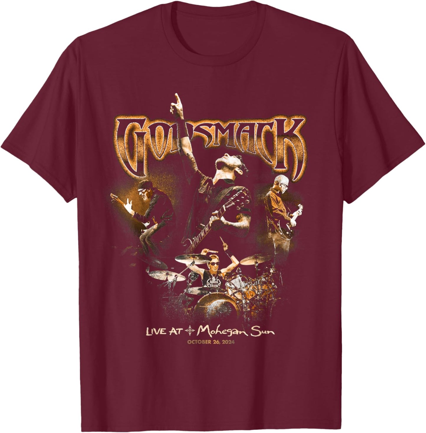 Godsmack Live At Mohegan Sun Band Photo T-Shirt - T-Shirt | Maroon
