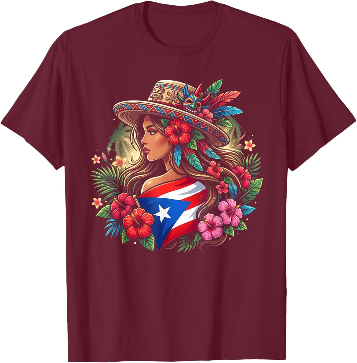 Puerto Rico Flag Heritage Pride T-Shirt - T-Shirt | Maroon