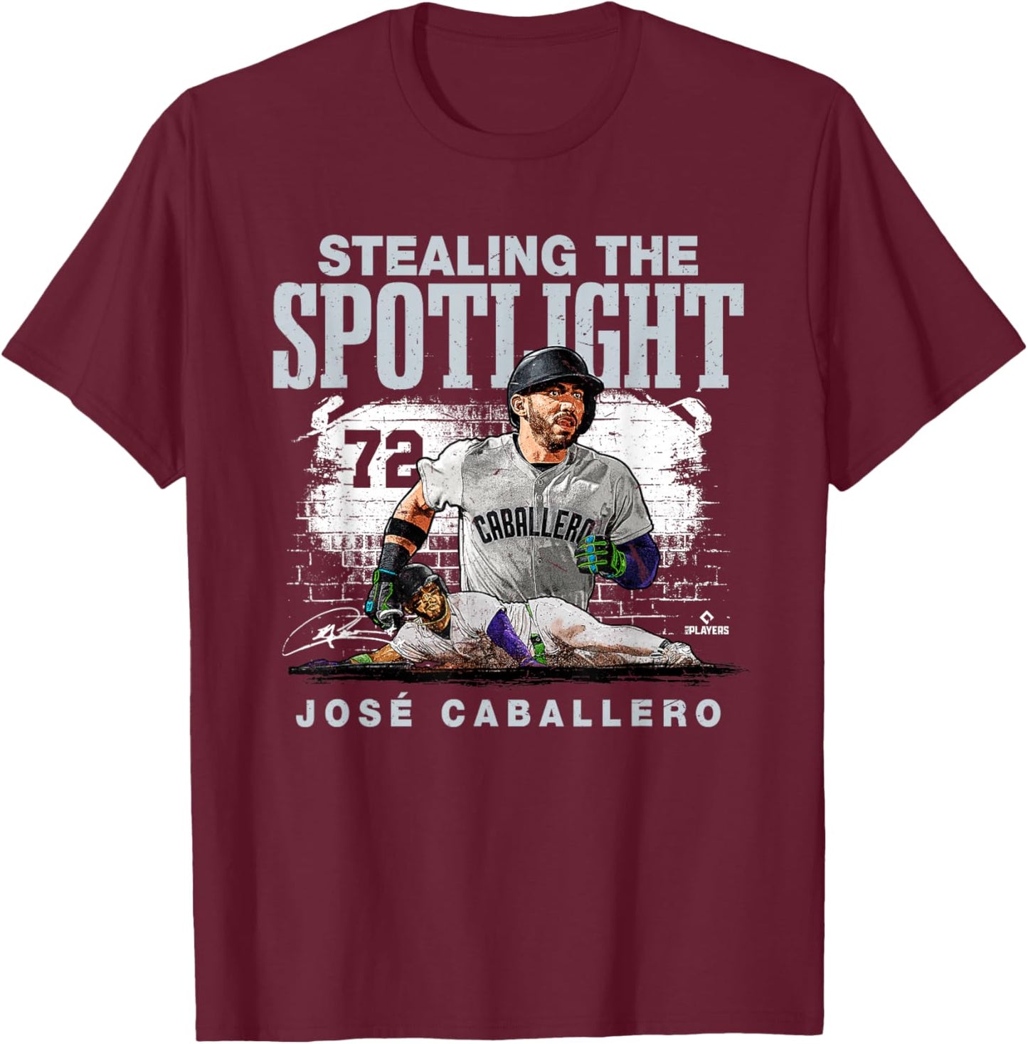 Stealing The Spotlight José Caballero New York MLBPA T-Shirt - T-Shirt | Maroon