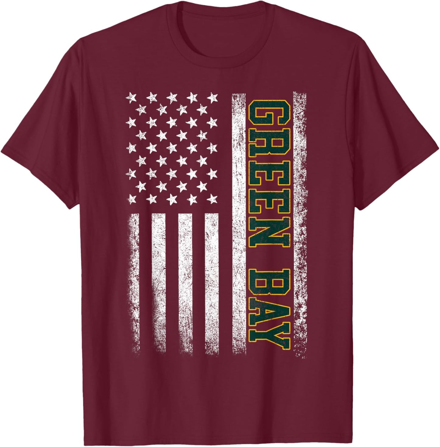 Green Bay US Flag Men Women Vintage T-Shirt - T-Shirt | Maroon