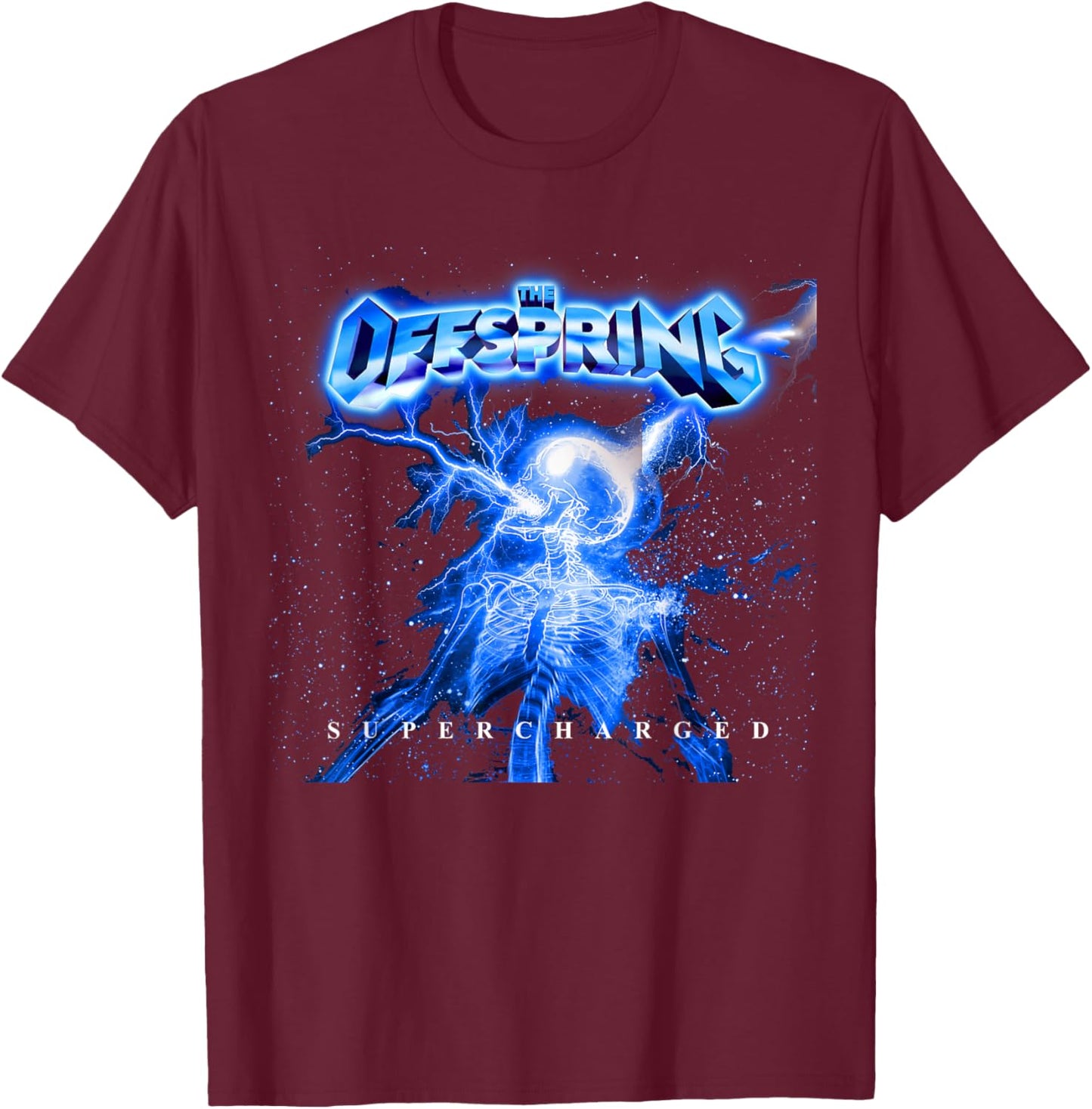 The Offspring Supercharged (Neon Blue) T-Shirt - T-Shirt | Maroon