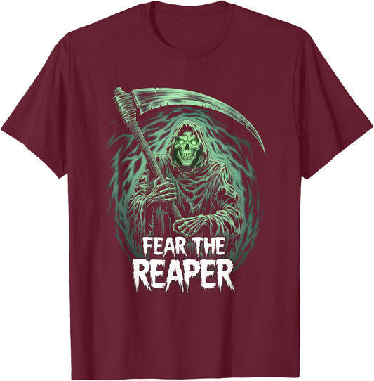 Grim Reaper Fear the Reaper Swirling Fog Art Horror Fans T-Shirt - T-Shirt | Maroon