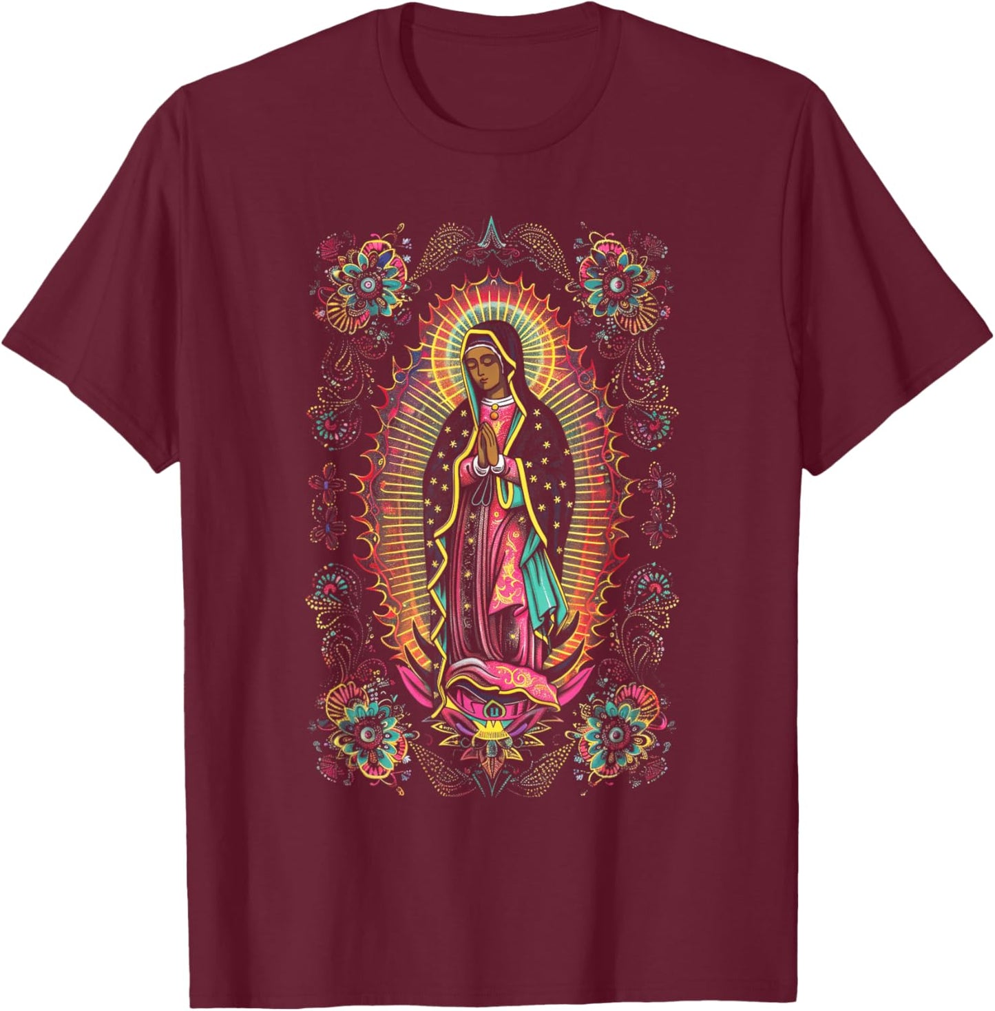 Catholicism Our Lady Guadalupe Virgin Mary T-Shirt - T-Shirt | Maroon