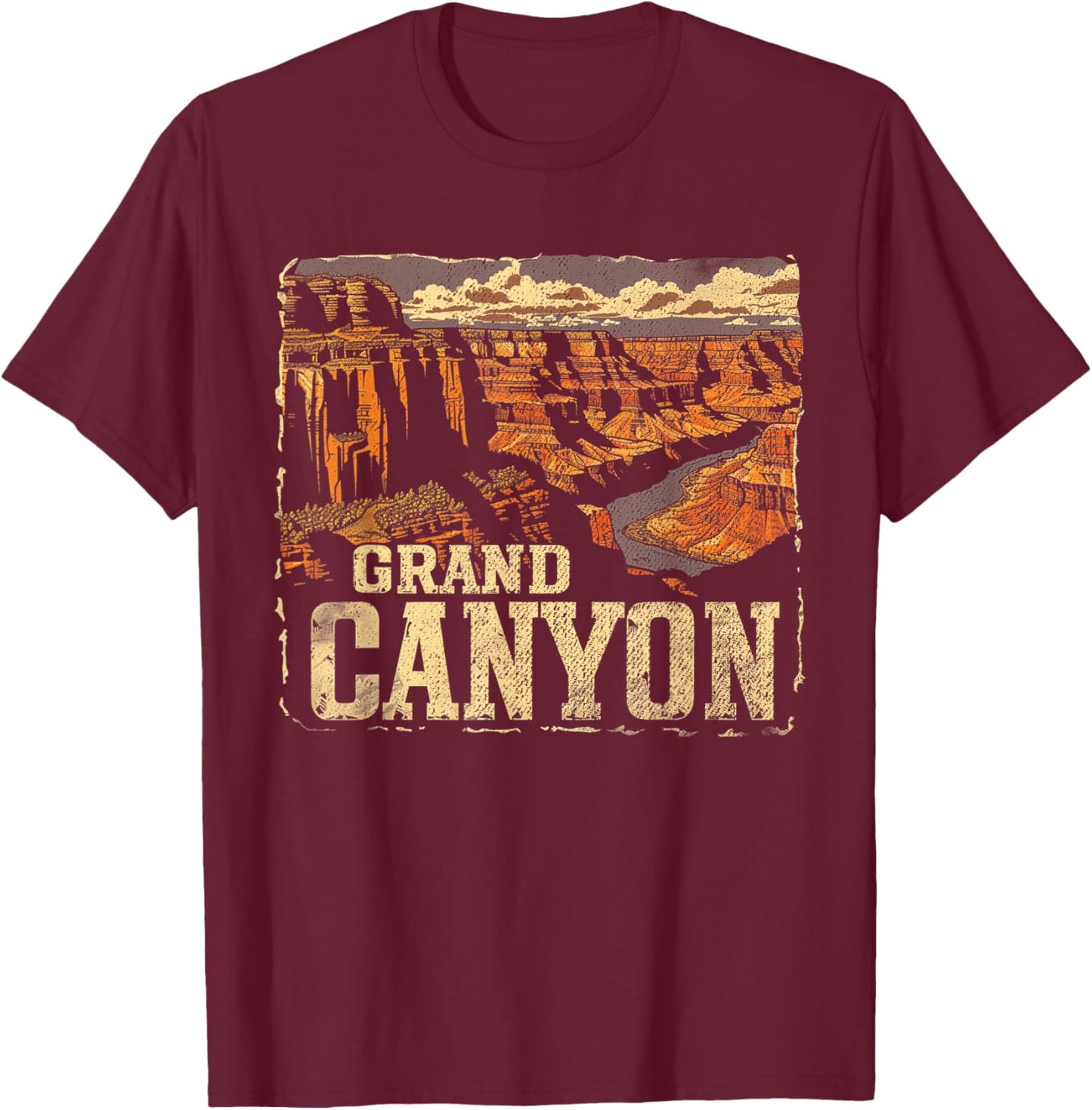 Grand Canyon - US National Park Vintage Men Women Kids Retro T-Shirt - T-Shirt | Maroon