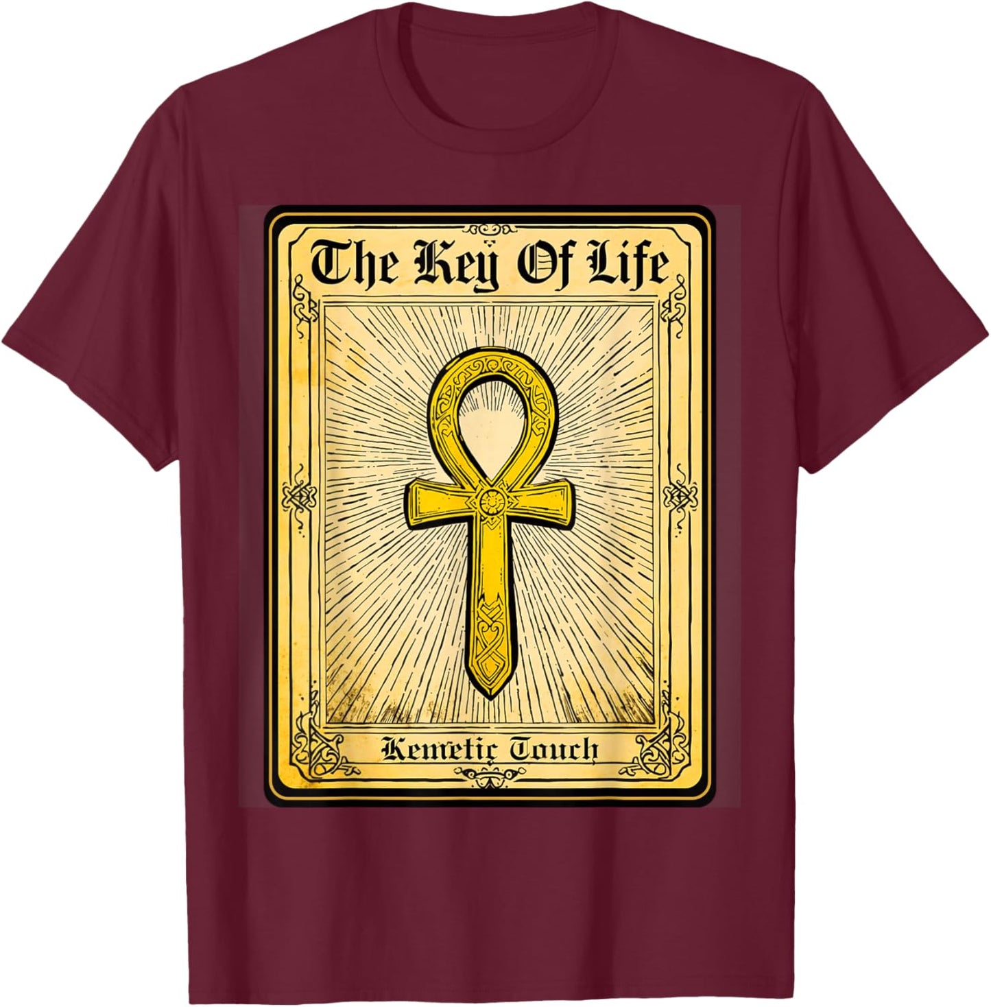 Ancient Egyptian Sacred Key of Life Kemetic Ankh T-Shirt - T-Shirt | Maroon