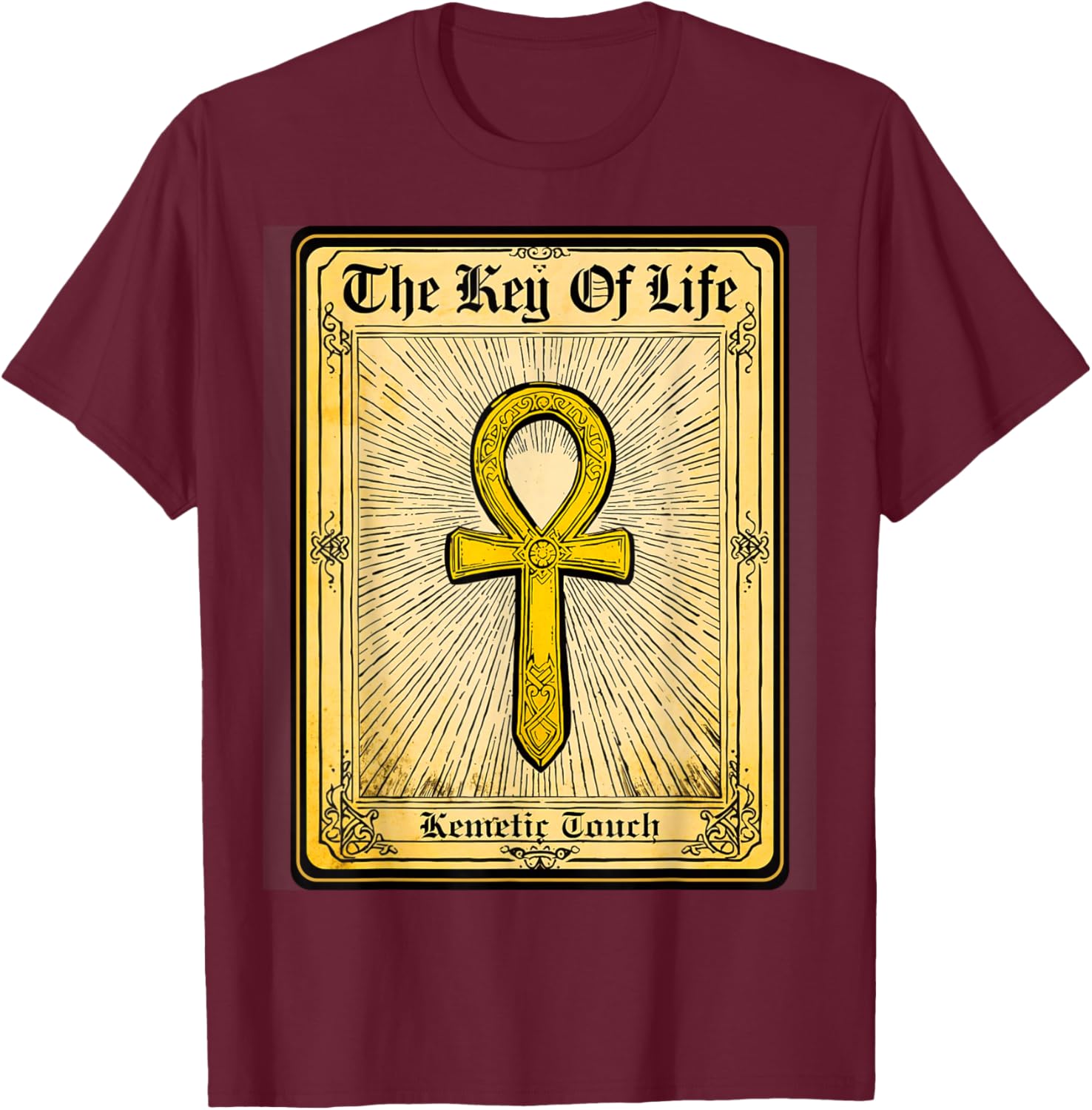 Ancient Egyptian Sacred Key of Life Kemetic Ankh T-Shirt - T-Shirt | Maroon