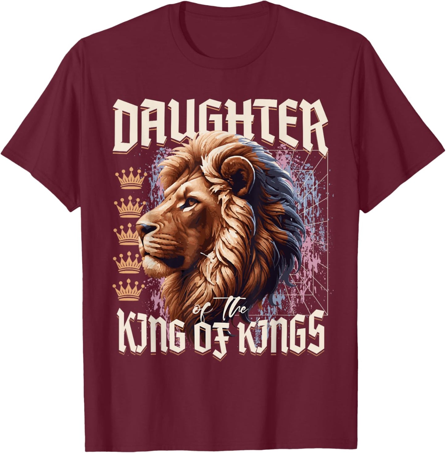 Daughter of King Lion Y2K Trendy Jesus Apparel Christian T-Shirt - T-Shirt | Maroon