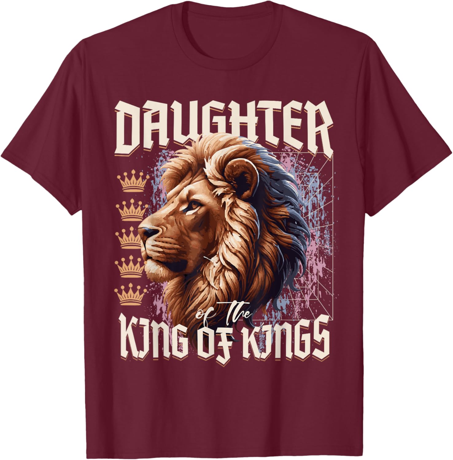 Daughter of King Lion Y2K Trendy Jesus Apparel Christian T-Shirt - T-Shirt | Maroon
