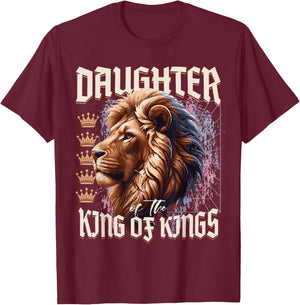 Daughter of King Lion Y2K Trendy Jesus Apparel Christian T-Shirt - T-Shirt | Maroon
