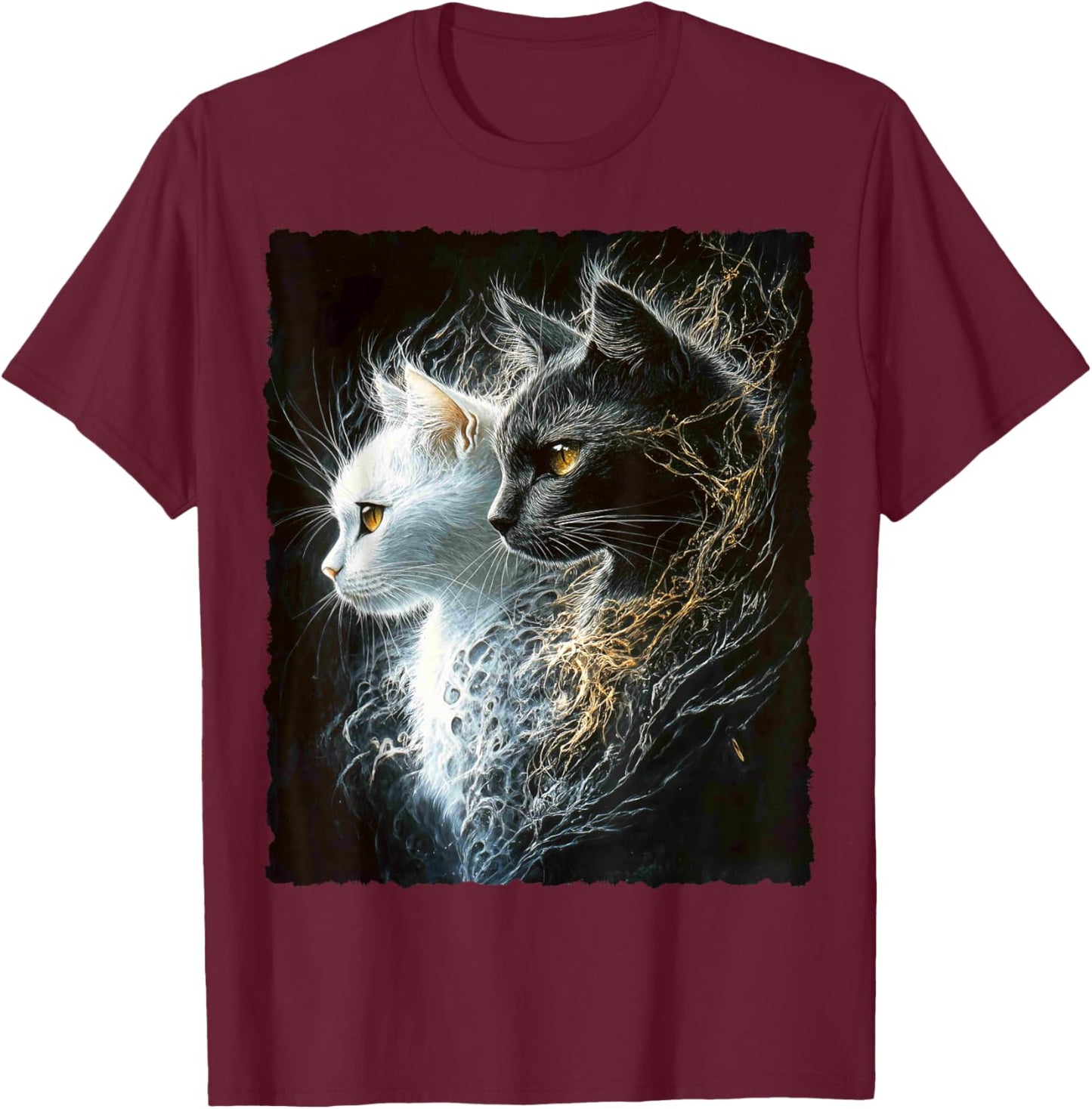 Cute Magical Cat Kitten Fantasy Art Design T-Shirt - T-Shirt | Maroon