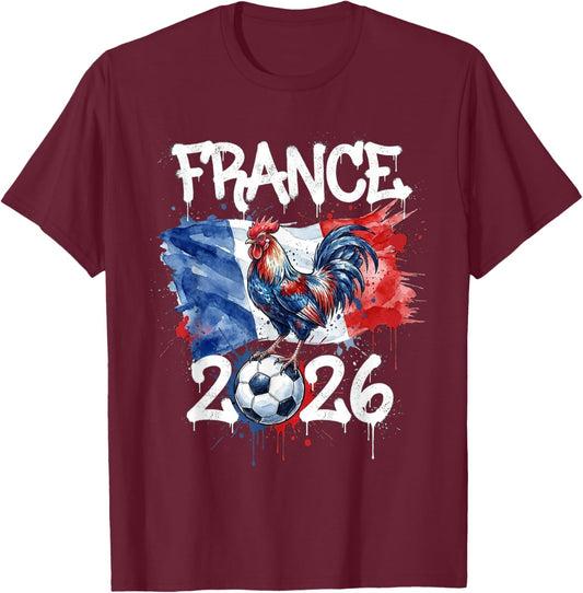 France FRA Fan French Rooster Flag Graffiti Art Vintage T-Shirt - T-Shirt | Maroon