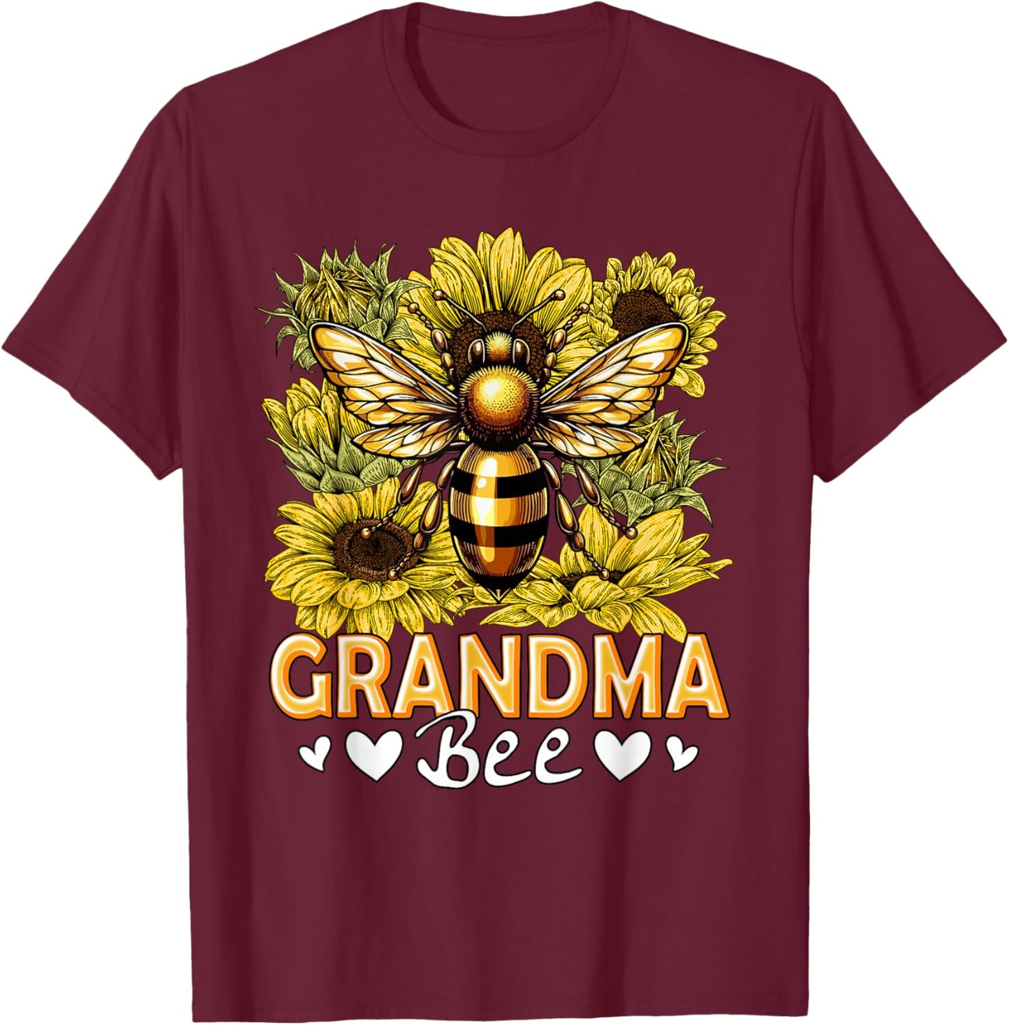 Bee Lover Grandma Costume Beekeeper Mother's Day Sunflowers T-Shirt - T-Shirt | Maroon