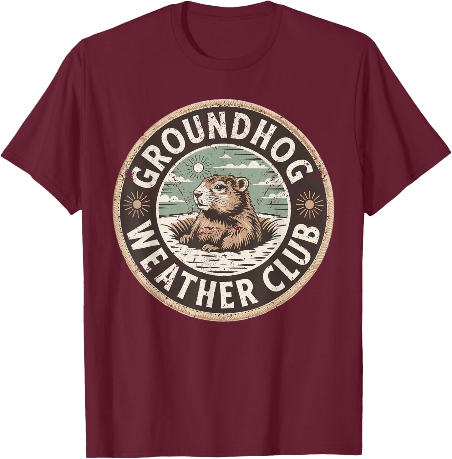 Groundhog Weather Club Punxsutawney Phil Shadow Forecast T-Shirt - T-Shirt | Maroon