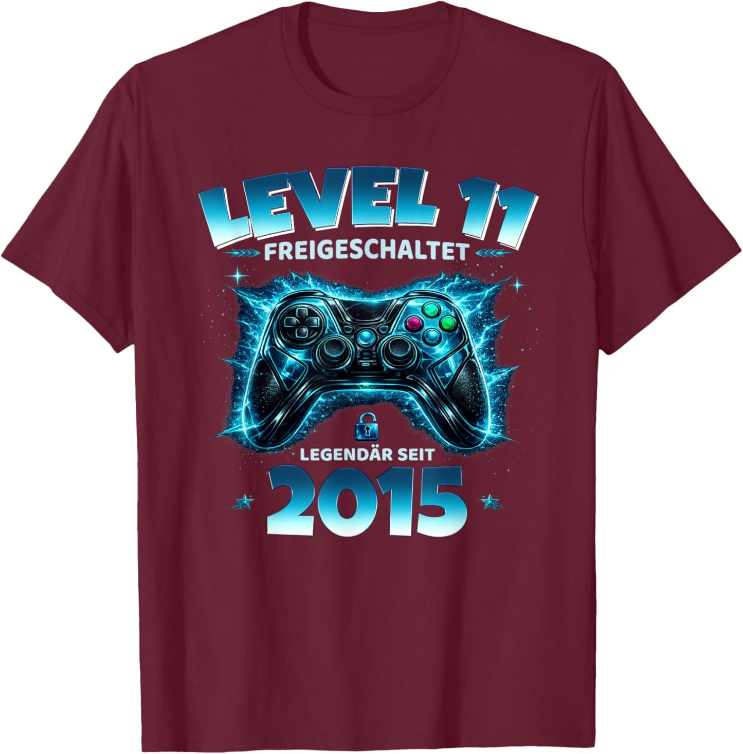 11. Geburtstag Level 11 freigeschaltet Pro Gamer Boss Mode T-Shirt - T-Shirt | Maroon