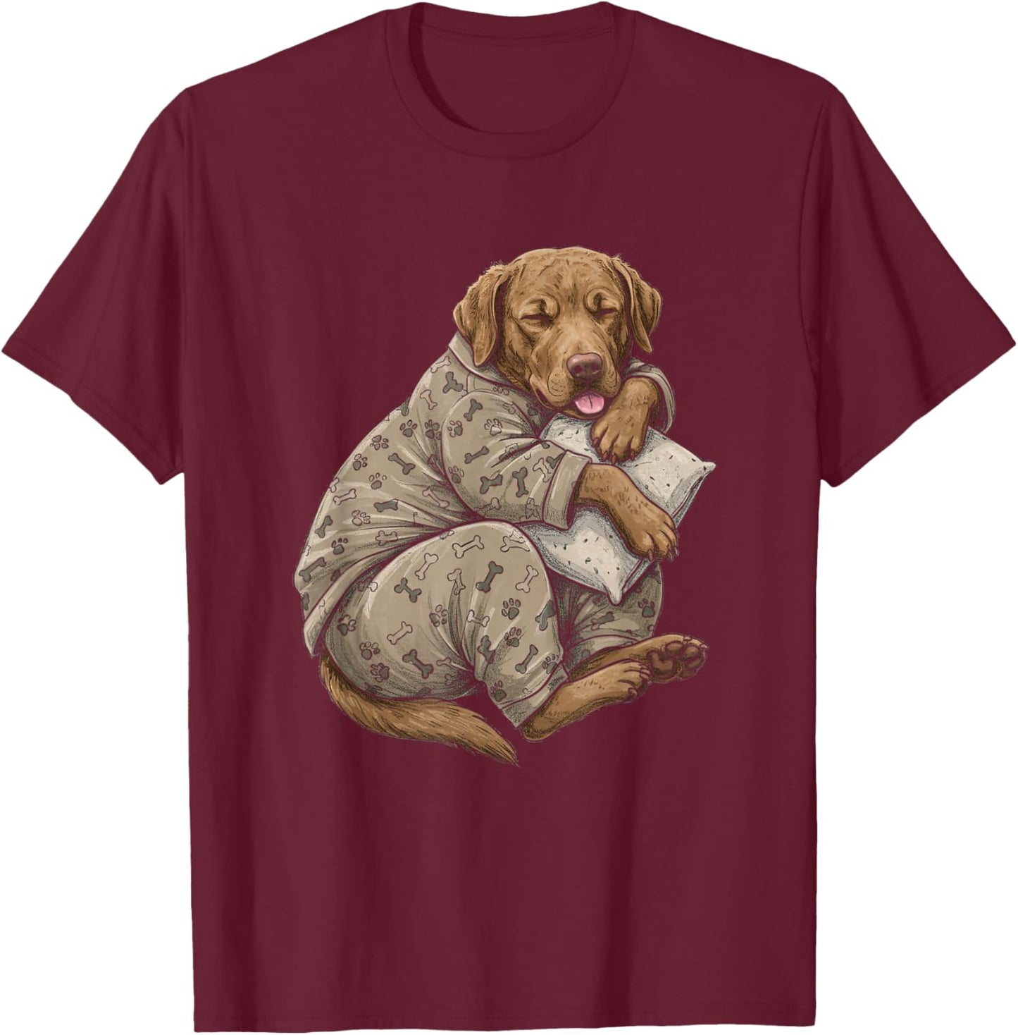 Funny Sleepy Chesapeake Bay Retriever Pajama Men Women Kids T-Shirt - T-Shirt | Maroon