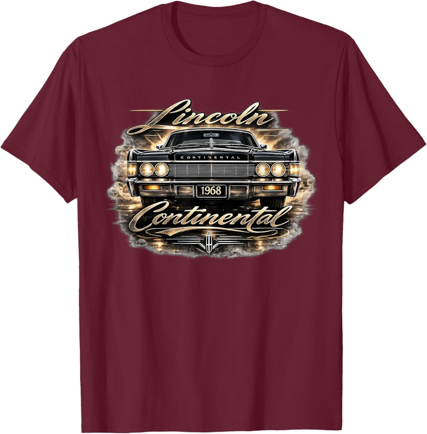 1968 Lincoln Continental Front End T-Shirt - T-Shirt | Maroon