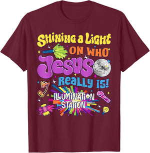 Jesus Light of The World Illumination Station VBS 2026 T-Shirt - T-Shirt | Maroon