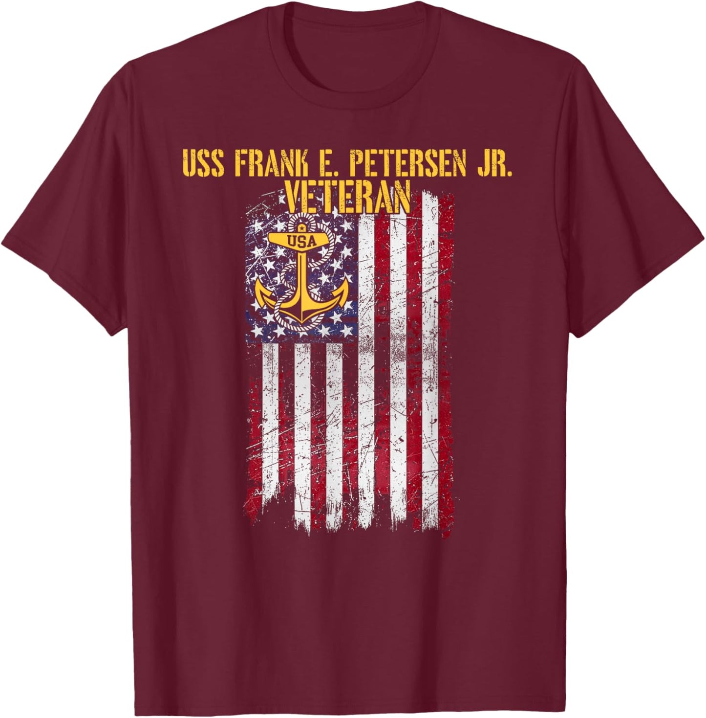 USS Frank E. Petersen Jr. DDG-121 Destroyer Veteran T-Shirt - T-Shirt | Maroon