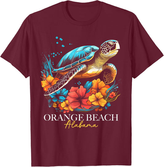Orange Beach Alabama Sea Turtle Surf Surfer T-Shirt - T-Shirt | Maroon