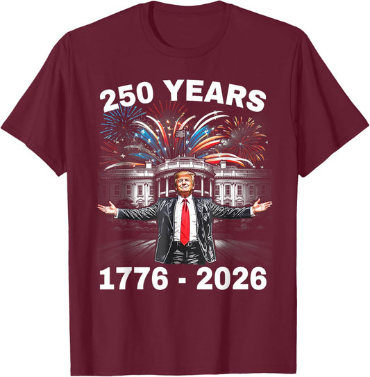 Vintage Trump 250 Years 1776-2026 Funny T-Shirt - T-Shirt | Maroon