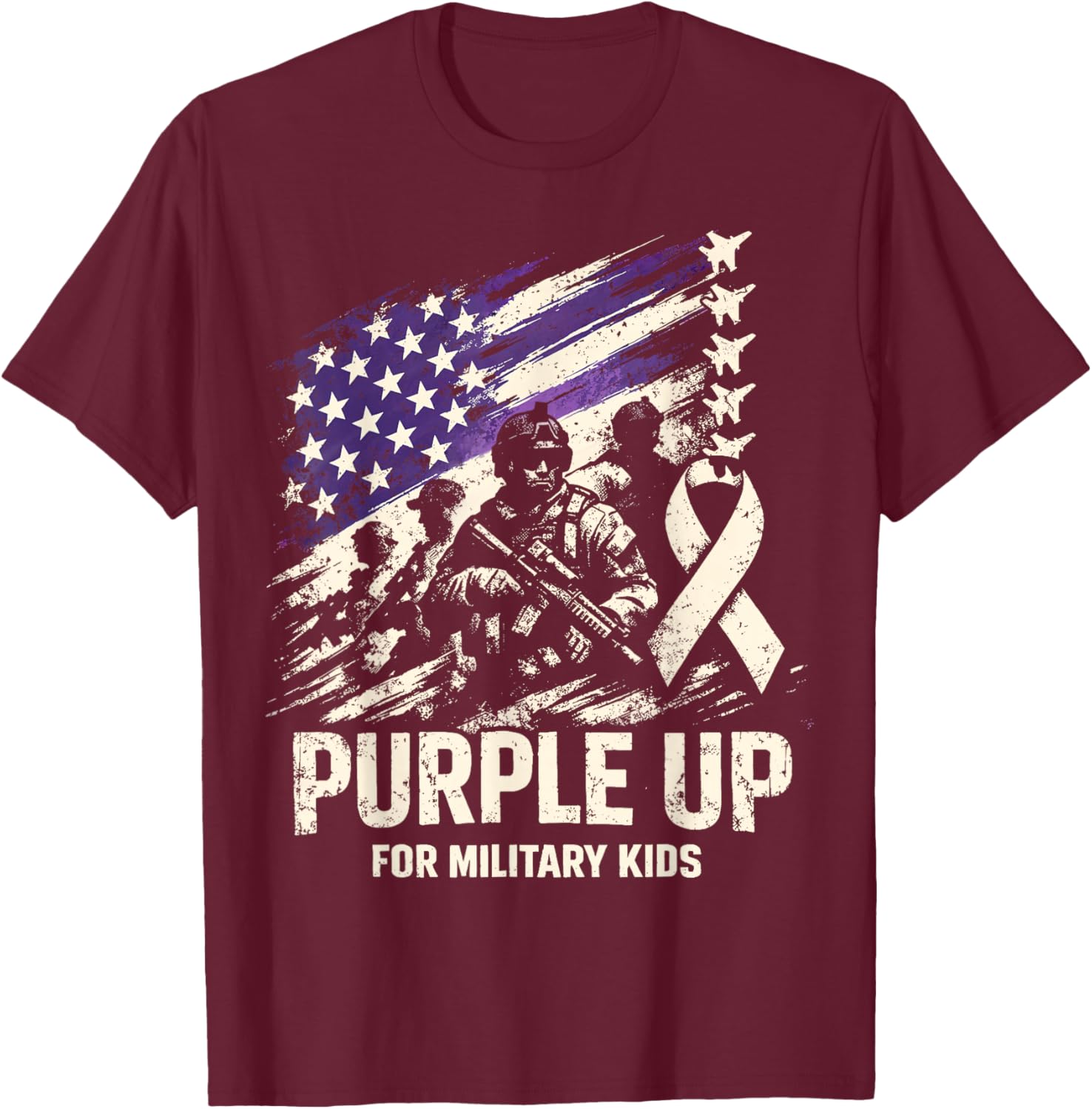 Purple Up for Military Kids Month of The Military Child T-Shirt - T-Shirt | Maroon