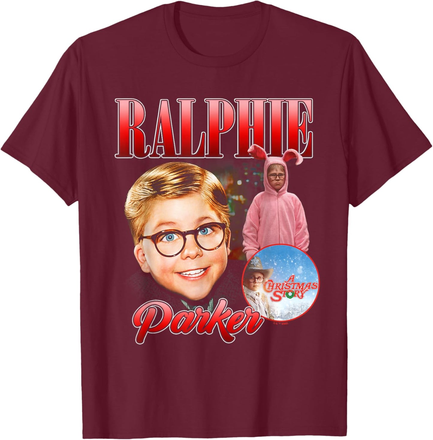 A Christmas Story Ralphie Collage T-Shirt - T-Shirt | Maroon