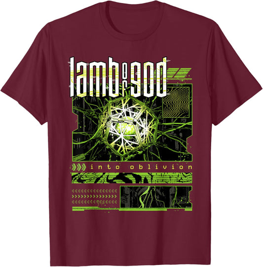 Lamb of God Glitch Olive T-Shirt - T-Shirt | Maroon