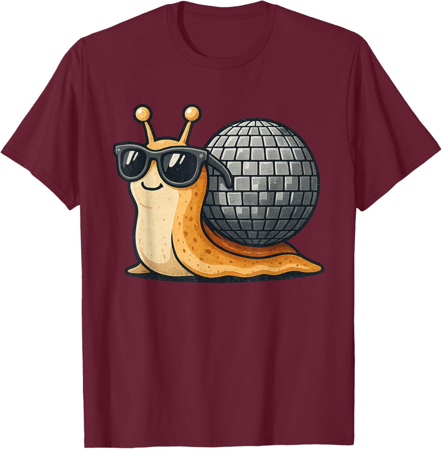 Disco Snail Funny Retro Cool Party T-Shirt - T-Shirt | Maroon